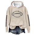 thumbnail image 4 of BODOAO Womens Game Day Football Hooded Sweatshirt Stitched Sleeves Contrast Hood Long Sleeve Loose Fit Casual Pullover Tops Beige L, 4 of 4