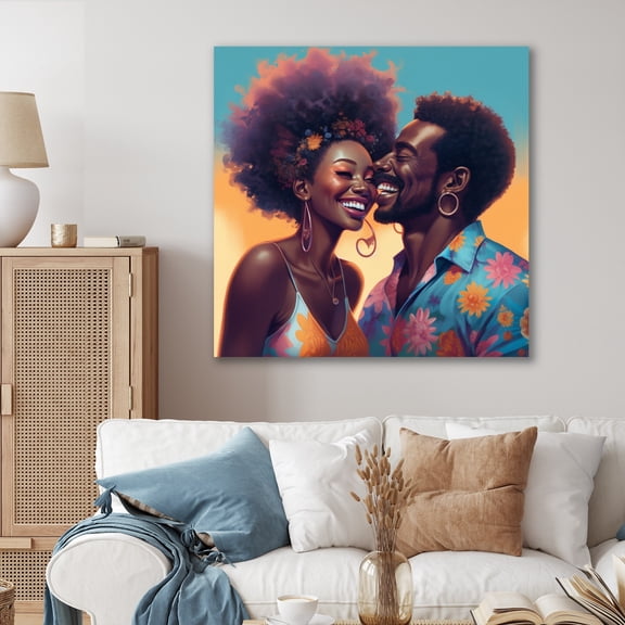 DESIGN ART Designart "Beautiful Black Couple In Love Iv" Romantic Wall Decor 36 in. wide x 36 in. high