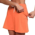 thumbnail image 3 of Clearance! Delayuji Black Skirt with Shorts Fashionable Casual Sports Casual Skirt with Pocket Drawstring Solid Color Mid Waist Skirt Pants L Orange, 3 of 6