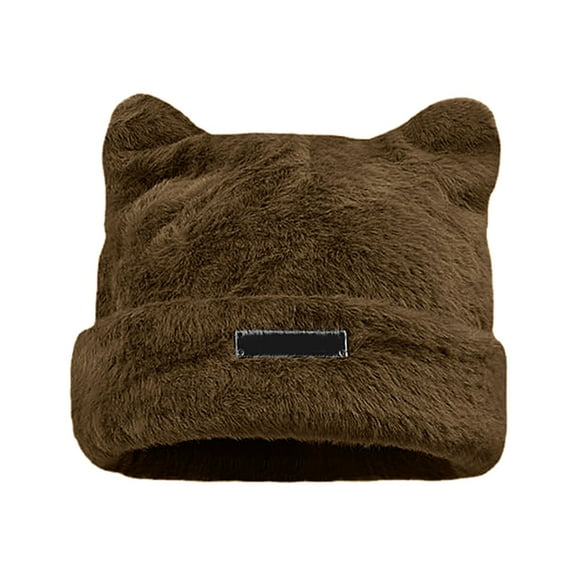 Hats Cat Wool Cap Crochet For Women Cute Bear Ears Wool Caps Women Winter Slouchy Wool Caps Accessories Hat