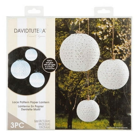 Lace Look Paper Lantern 3Pc Wht 6.8.10
