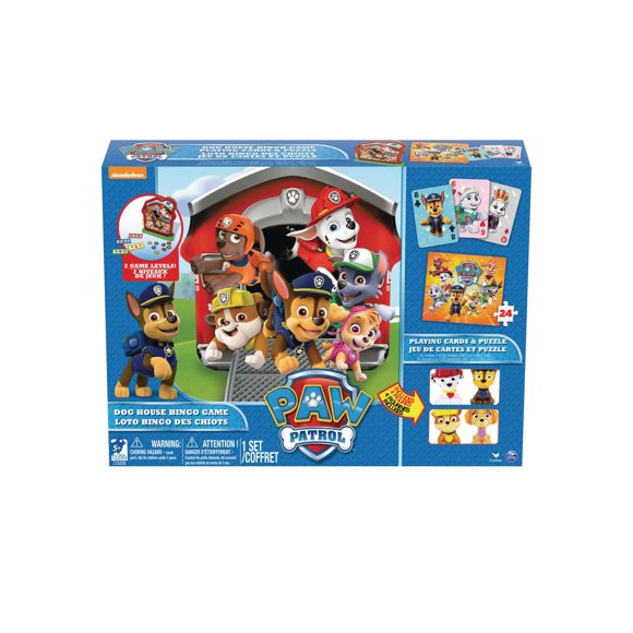 Paw Patrol Dog House Bingo Game, Playing Cards and Puzzle Bundle