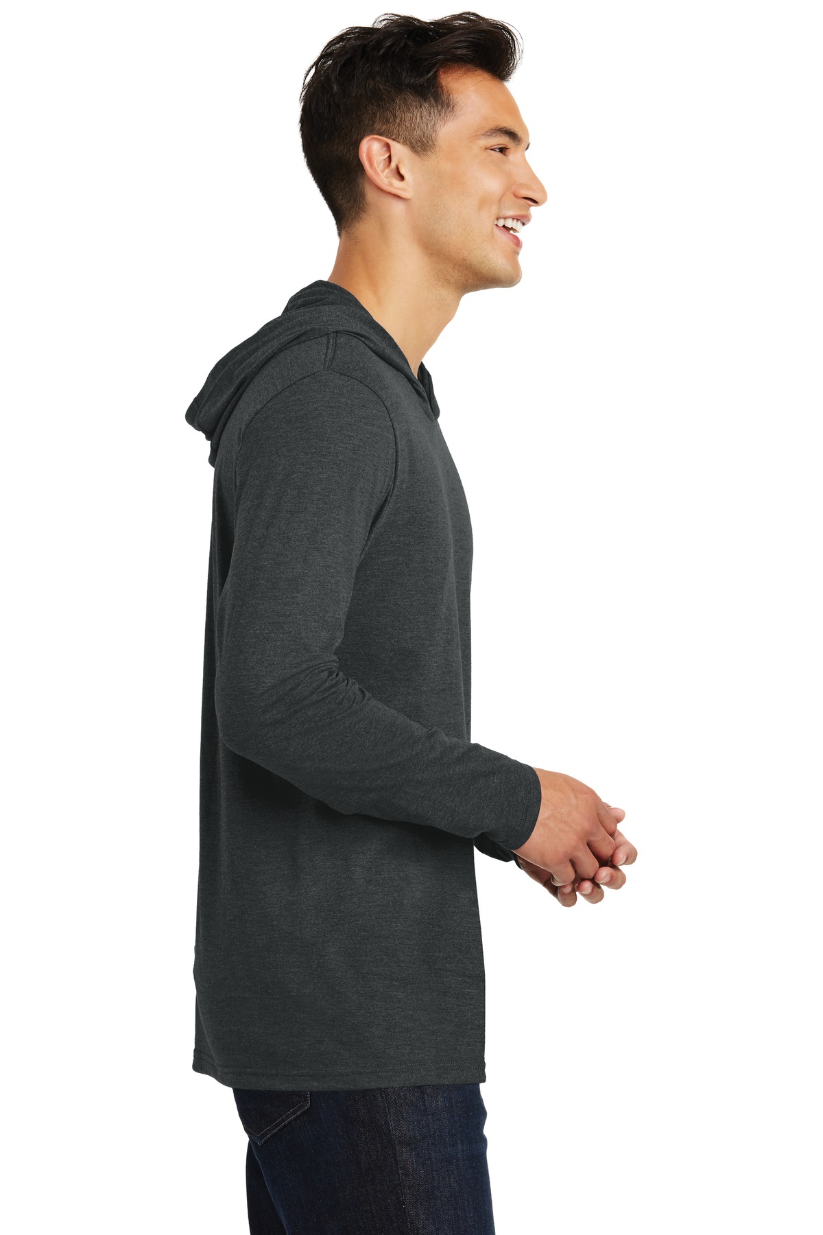 District Made Mens Perfect Tri Long Sleeve Hoodie-S (Black Frost) - image 3 of 6