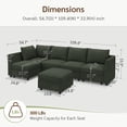 thumbnail image 2 of Marrber Convertible Modular L-Shaped Sectional Couch, 5 Seats Corner Sofa with Storage Ottoman for Living Room Small Space, Pet-Friendly Corduroy Green, 2 of 8