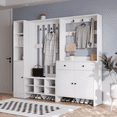 thumbnail image 3 of RichYa Entryway Shoe Storage Cabinet with Coat Rack, Shoe Rack Organizer with 2 Drawers & 2 Doors for Living Room,White(B), 3 of 8