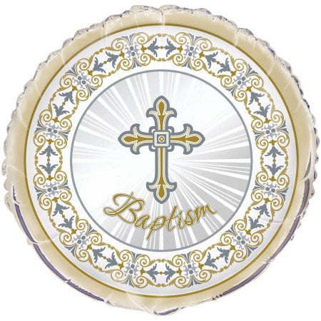 (3 pack) Foil Radiant Cross Baptism Balloon, Gold & Silver, 18in, 3-Pack (3 Balloons)