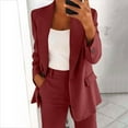 thumbnail image 2 of Blazer Sets Women 2 Piece Outfits Plus Size Women Business Casual Sets Dressy Blazer Jackets Straight Leg Pants Suits Wine L, 2 of 5