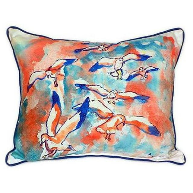 Betsy Drake HJ153 Mouettes Flocage Intérieur et Extérieur Jeter Oreiller- 16 x 20 Po.