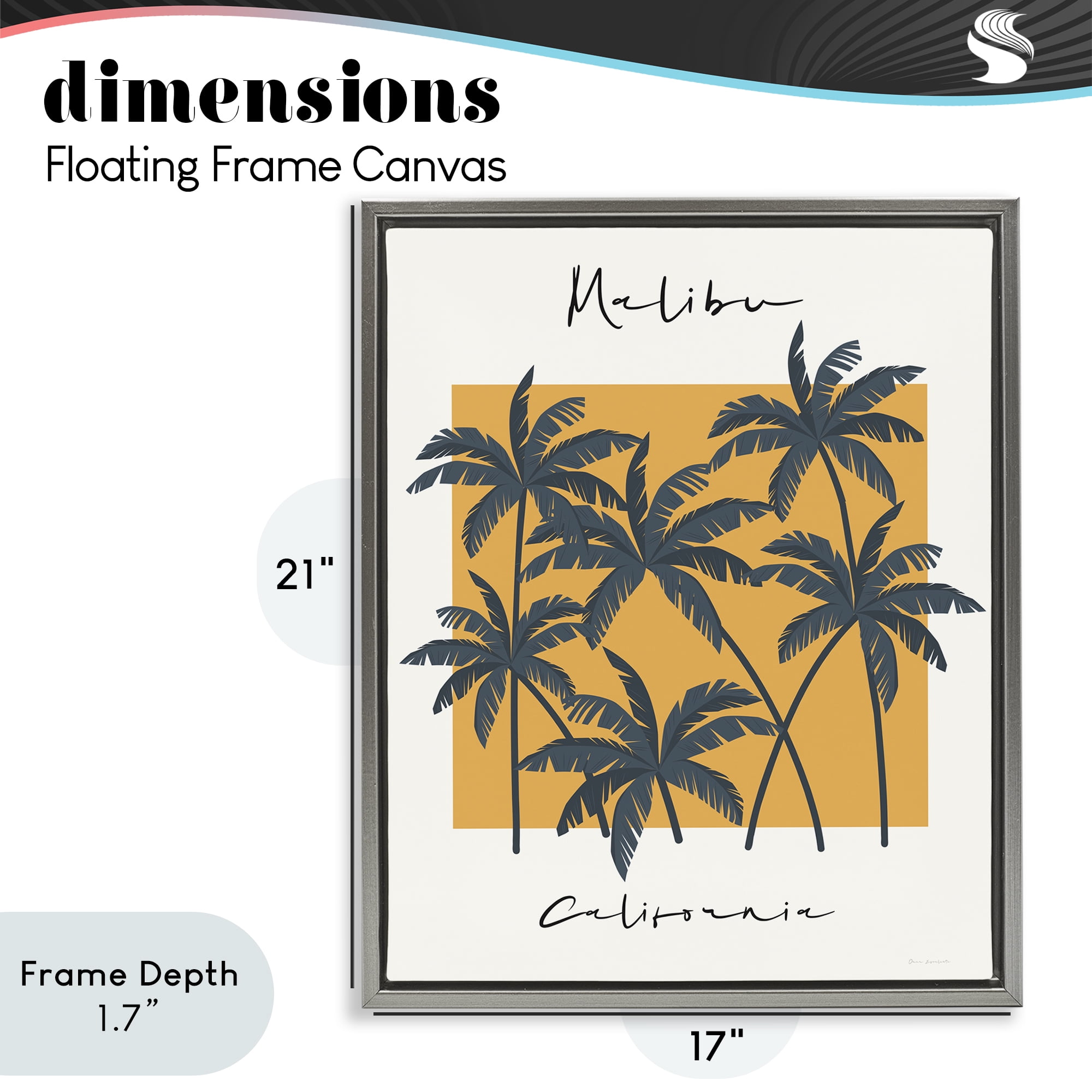 Stupell Industries Malibu Retro Vibe Gray Framed Floater Canvas Wall Art, design by Omar Escalante