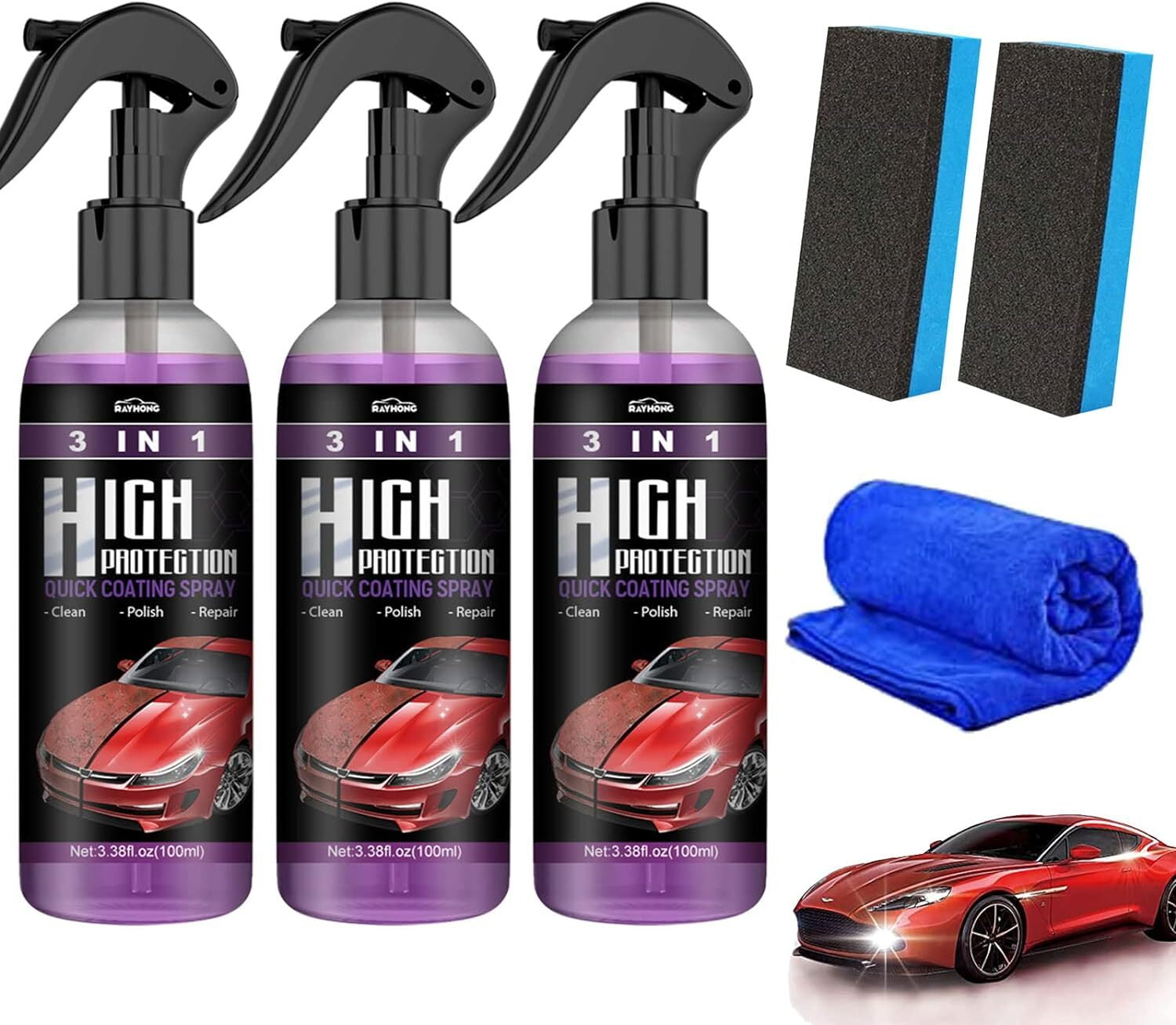 Sopami Car Coating Spray | Rivestimento Ceramico Per Auto | Pulizia Senza Acqua | Effetto Lucido