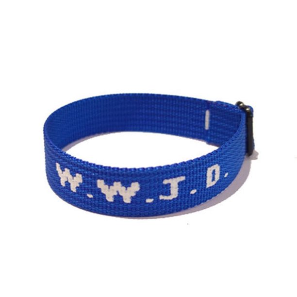 Pulsera con estampado de letras en jacquard y correa para la muñeca, pulsera unisex WWJD, pulsera ajustable