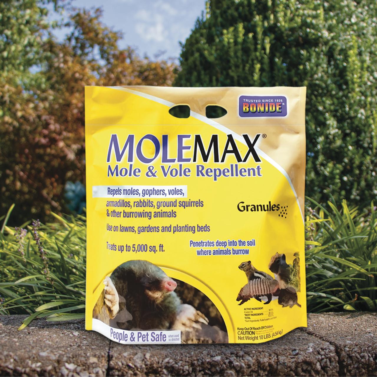 Bonide Mole Max 10lb Natural Rodent Repellent Granules, Ready-to-Use ...