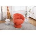 thumbnail image 5 of Orange Living Room Bedroom Chair With 360° Rotation - Linen Fabric, Sponge Cushion, Wooden Base Swivel 360-degree Accent In Furniture, Upholstery, Dense Fill, Construction, 5 of 6