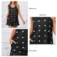 thumbnail image 4 of Conjunto de pijama con volantes y estampado de corazones para mujer, camiseta sin mangas con cuello redondo, pantalones cortos con bolsillo inclinado, ropa de dormir de 2 piezas, 4 of 6