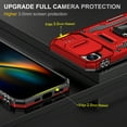 thumbnail image 3 of Heavy Duty Rugged Case for iPhone 16e, Case with Rotatable Ring Kickstand & Sliding Camera Cover, Support Magnetic Car Mount, Soft TPU Shockproof Hard PC Back Case - Red, 3 of 7