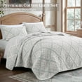 thumbnail image 2 of Exclusivo Mezcla 100% Cotton Quilts Twin Size Sage Green, Soft Breathable Bedspread Gauze Boho Pattern Coverlet Lightweight Twin Quilt Bedding Set for All Seasons( 1 Quilt and 1 Pillow Sham), 2 of 7