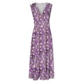thumbnail image 4 of Vestido Corto de Verano de Moda sin Mangas con Cuello en V Impreso Vestido Casual Grande Del Doblado para Diario, 4 of 5