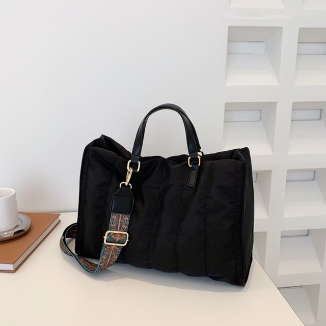 Bolsa cruzado de moda para mujer grande con asa superior de fin de semana de viaje de nailon (negro) Likrtyny Para Estrenar
