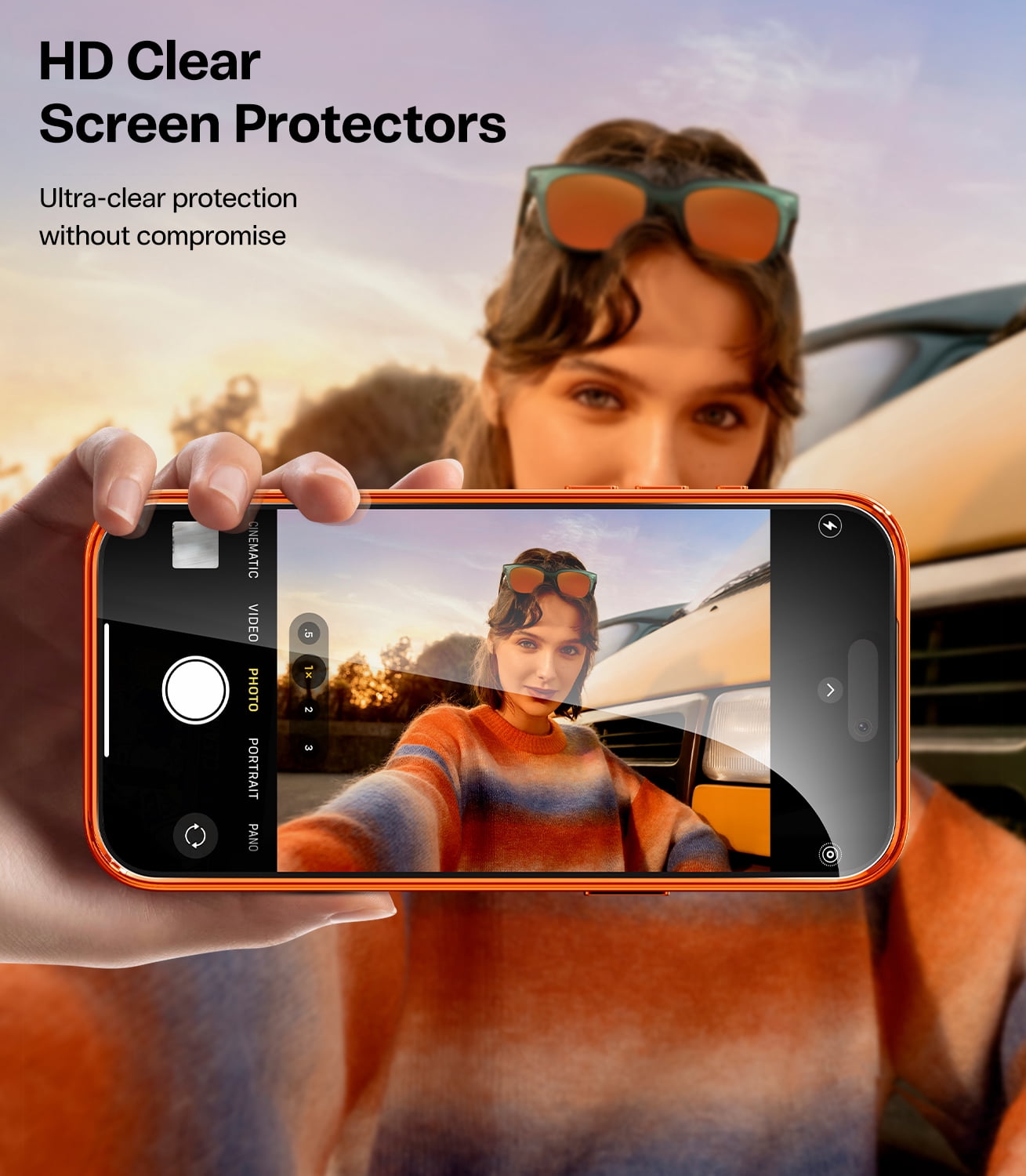Meifigno for iPhone 17 Pro Max Case 6.9", [Glitter Card & Wrist Strap] [Compatible with MagSafe] [1HD+1X Privacy Screen Protectors] Surround Raised Lens Protection 17 ProMax Case, Cosmic Orange