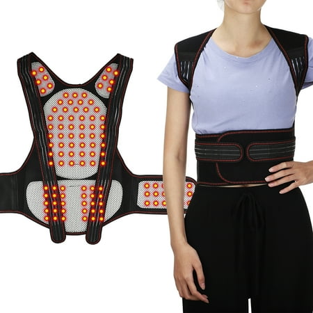 Heating Back Brace Posture Corrector with 108 Magnets, Heating Pad for Neck Shoulder Back Massager with 5 Lumbar Support Bars for Office Sedentary Sitting and Sporting Care