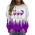 thumbnail image 1 of Gibobby Sudadera de Navidad para mujer Sudadera Retro informal de otoño e invierno para mujer, sudadera con estampado de copa de de Navidad, Top de manga larga(Morado,CH), 1 of 4