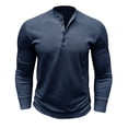 thumbnail image 3 of Npasoilc Base Shirts for Men Vintage Long Sleeve Henley Button Down Round Neck Pullover Blouse Tops Solid Color Casual Loose Lightweight T-shirts, 3 of 7