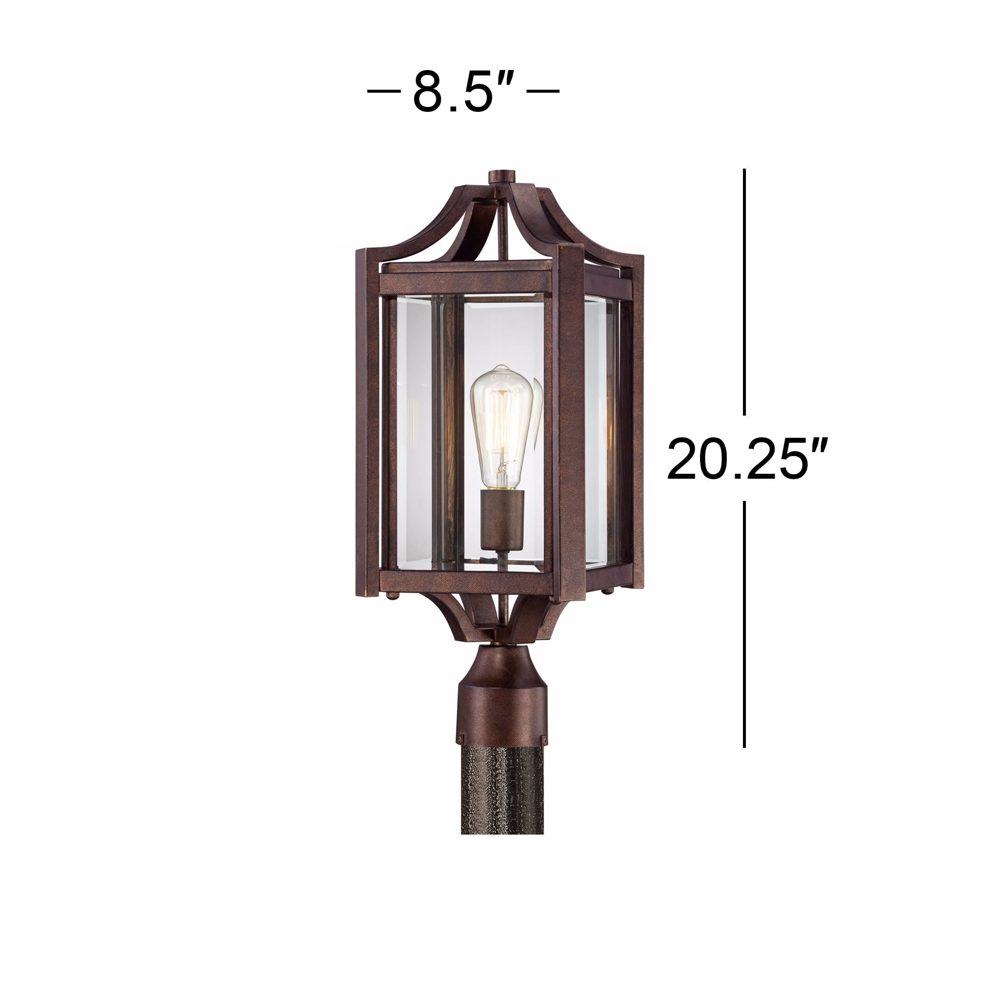 Franklin Iron Works Rockford Rustic Farmhouse Outdoor Post Light Bronze Iron 20 1/4" Clear Beveled Glass for Exterior Barn Deck House Porch Yard Patio