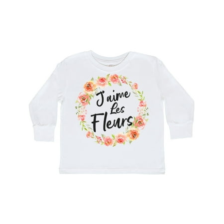 

Inktastic J aime Les Fleurs Beautiful Flower Wreath Gift Toddler Boy or Toddler Girl Long Sleeve T-Shirt