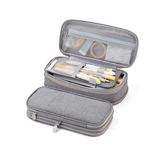 Estuche para lápices de doble capa Inteprter gran capacidad gris