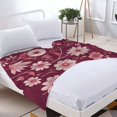 thumbnail image 3 of Durable Soft Flannel Blanket with Elegant Floral Design on Rich Maroon Background - Cozy for Sofa Travel Bed and Chair, 3 of 7