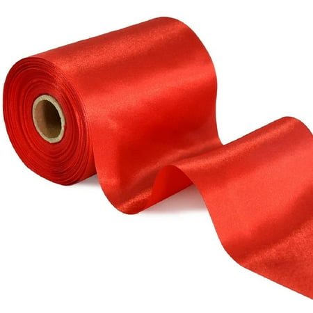 

4 Inch x 22Yards Wide Red Satin Ribbon Solid Fabric Large Ribbon for Cutting Ceremony Kit Grand Opening Chair Sash Table Hair Car Bows Sewing Craft Gift Wrapping Wedding Party Decoration