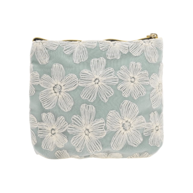 Bolsas de maquillaje de flores hermosas de 1 pieza para viajes de negocios, algodón azul claro