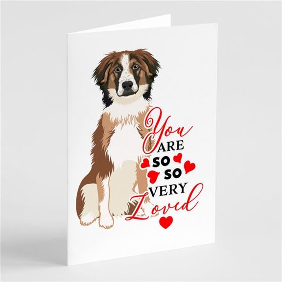 Australian Shepherd Red Tricolor #1 so Loved Greeting Cards and Envelopes Pack of 8 7 in x 5 in