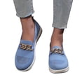 thumbnail image 2 of NOKIO Walking Shoes Women Breathable Soft Slip On Sneakers Women's Shoes Single Shoes 2024 Summer Solid Color Large Size Flat Shoes Chain Flying Woven Breathable Wedge Casual Shoes, 2 of 5