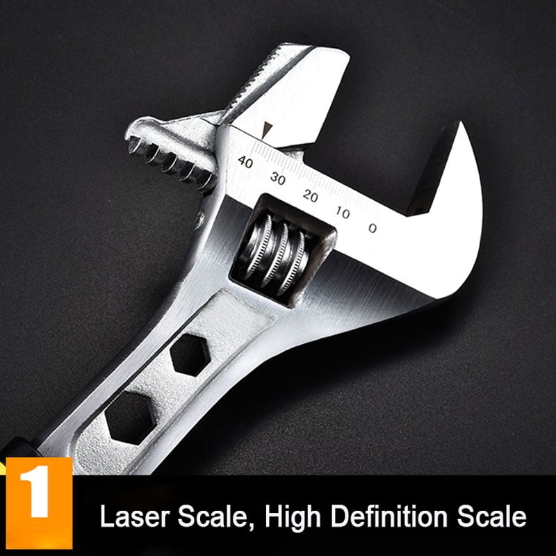 SEIWEI Adjustable Wrench with Detachable Head Design and 2 Hex Socket 10" Home Hand Tool Yellow