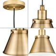 thumbnail image 3 of Progress Lighting Hinton 1-Light Pendant, Vintage Brass, Cone Shade, 3 of 11