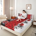 thumbnail image 4 of Manfei Rustic Flower Twin Sheet Sets,Romantic Rose Twin Fitted Sheet,Red White Black Flat Sheet For Adults,Ultra Soft Home Decor,3 Pieces, 4 of 7