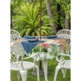 thumbnail image 2 of Outdoor Tablecloth with Umbrella Hole and Zipper, Happy Easter Bunny Round Table Cloth 54 Inch Waterproof Tablecloth, Spring Floral Wooden Sage Green Plaid Picnic Table Cover for Patio Camping, 2 of 7