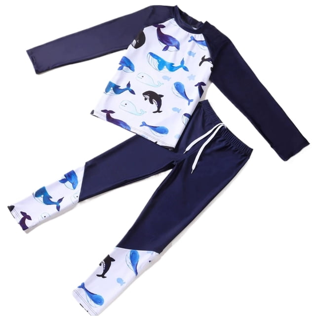Boys Swimwear Long Sleeve Rash Guard Set UPF 50+ Sun for Everyday Casual Outdoor Spring Summer Seas Surfing