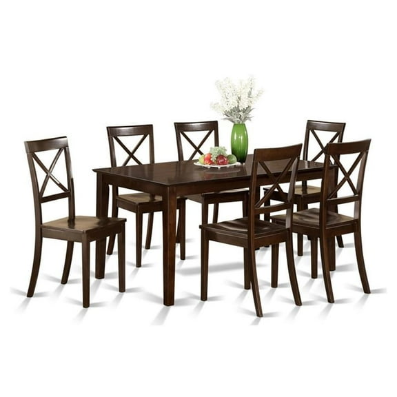 Pemberly Row 7-piece Wood Dining Table and Chair Set in Cappuccino