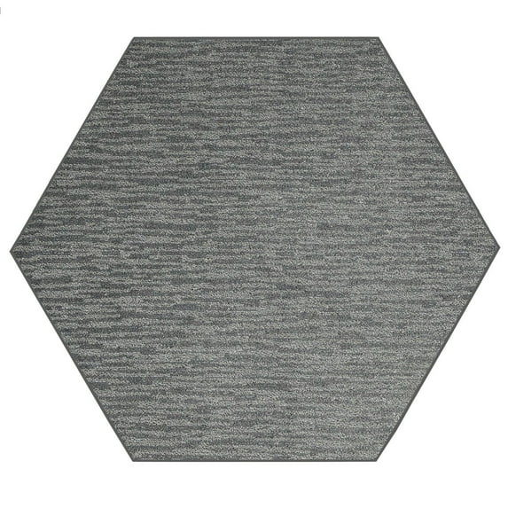 Abstract Contemporary Stripes Modern Plush Two Tone High Low Pattern Rug Carpet| Pet & Kids Friendly| Great for Events Wedding | Made in USA - Easy Fit Dark Grey, 6' Hexagon Area Rug