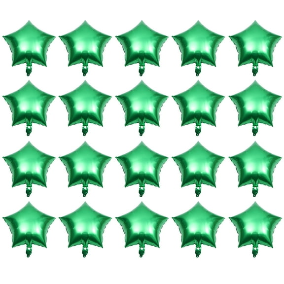 Raindrops Foil Star Balloons Green Five-Pointed Star Balloons Aluminium Coating 20Pcs