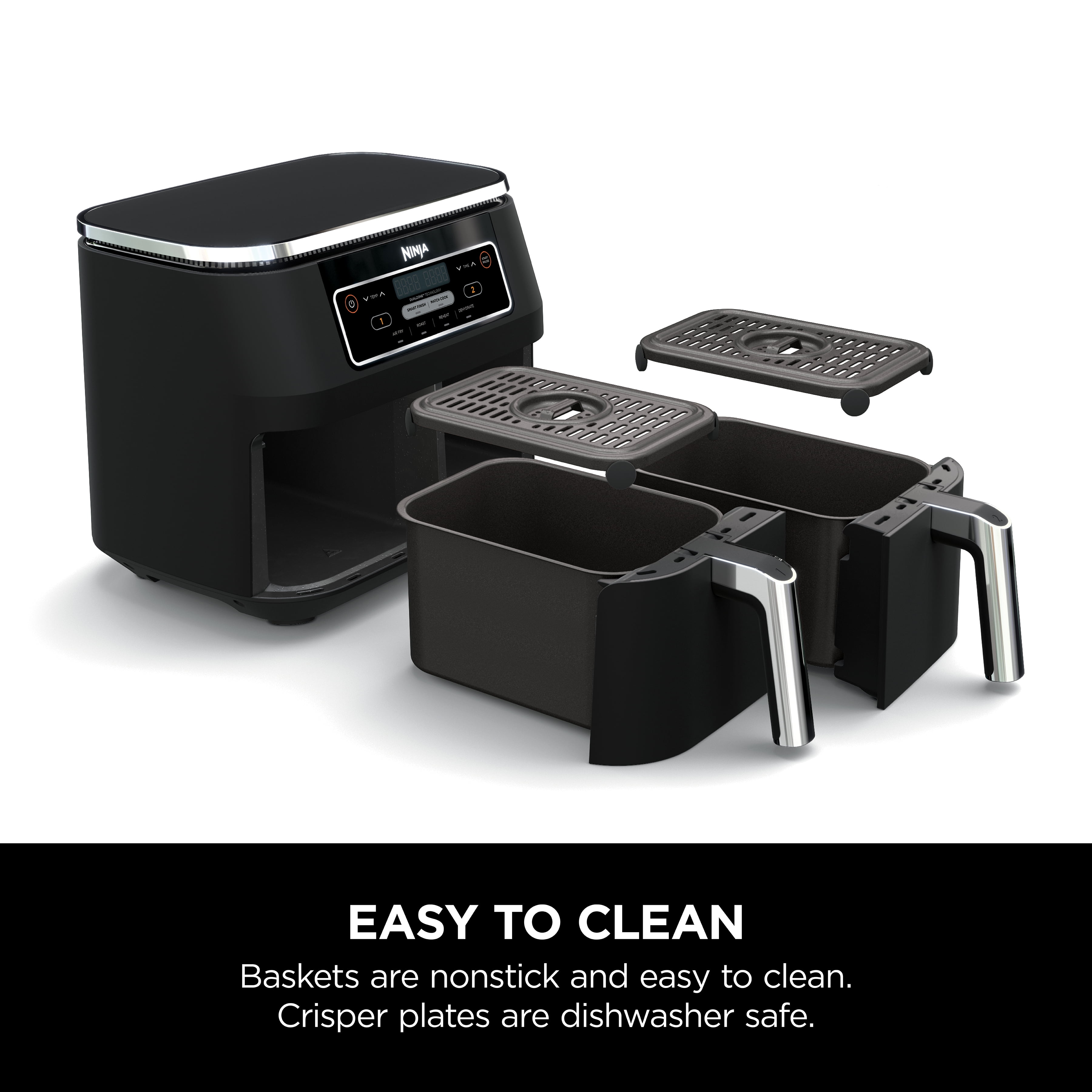 Ninja Foodi XL 4 in 1 Dual Air Fryer with DualZone Tech 8 qt Double Basket Black DZ100 Walmart