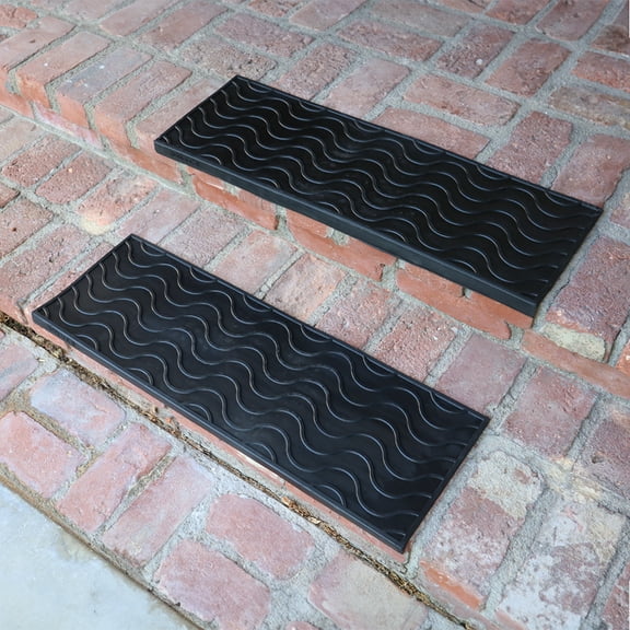 Rubber-Cal "Waves" Rubber Stair Mats - 9.75" x 29.125" - 6 pack
