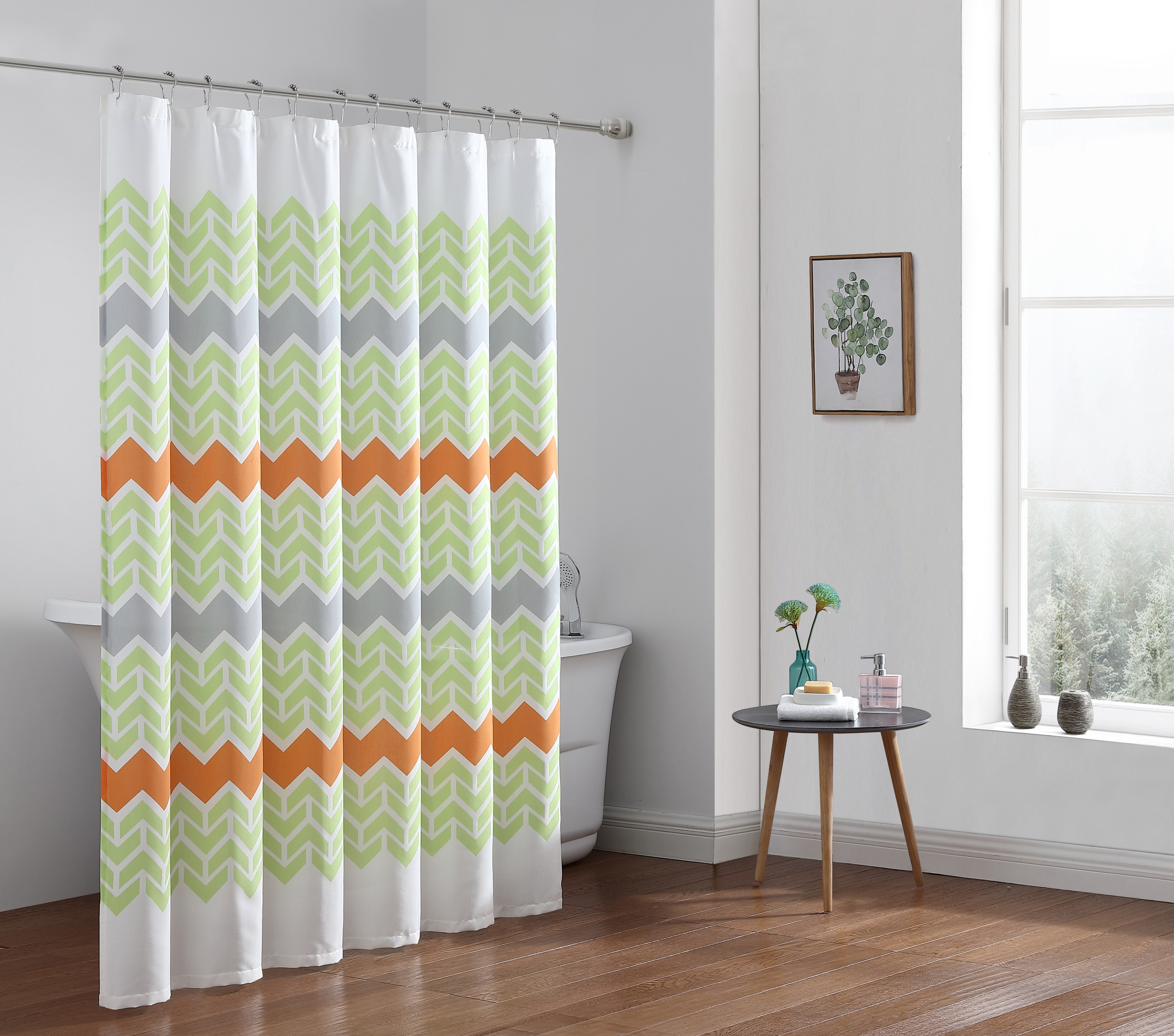 Freshee Fabric Shower Curtain with Intellifresh Technology, Green