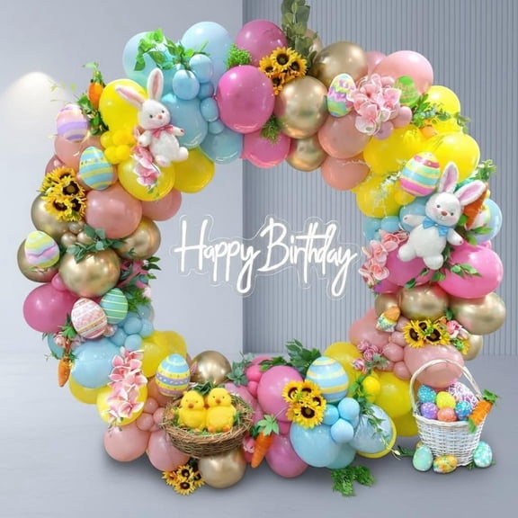 Easter Balloon Garland Arch Kit, Pastel Spring Balloon Arch with Accessories for Party & Decorations