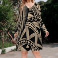 thumbnail image 2 of Polynesian Samoan Tattoo Black Tan Design Long Sleeve Sexy Dresses For Women Ladies Vintage Elegant Party Dress Oversized V-neck Dress, 2 of 7