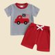 thumbnail image 5 of Niña Bebé Ropa de Verano Patriótica Usa Appliqué Niño Pequeño 2 Piezas Outfit Manga Corta Cuello Redondo Blusas Pantalones Cortos Conjunto, 5 of 7