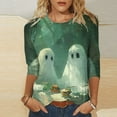 thumbnail image 2 of GERsome Women's Halloween 3/4 Sleeve Shirts Elbow Crew Neck Womens Tee Shirts Plus Size Half Sleeve Halloween Graphic Tops Clearance Blouse for Women Size XL, 2 of 5