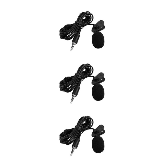 tamizeot Microphone à Revers Professionnel Filaire 3,5 mm pour Diffusion en Direct, Réduction du Bruit, Entrevue, Micro à Pince Anti-Interférence, Noir, Ensemble de 3